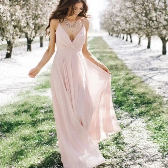 Gorgeous Morning Lavender “Cassidy” blush pink chiffon dress size small! - Picture 2 of 7